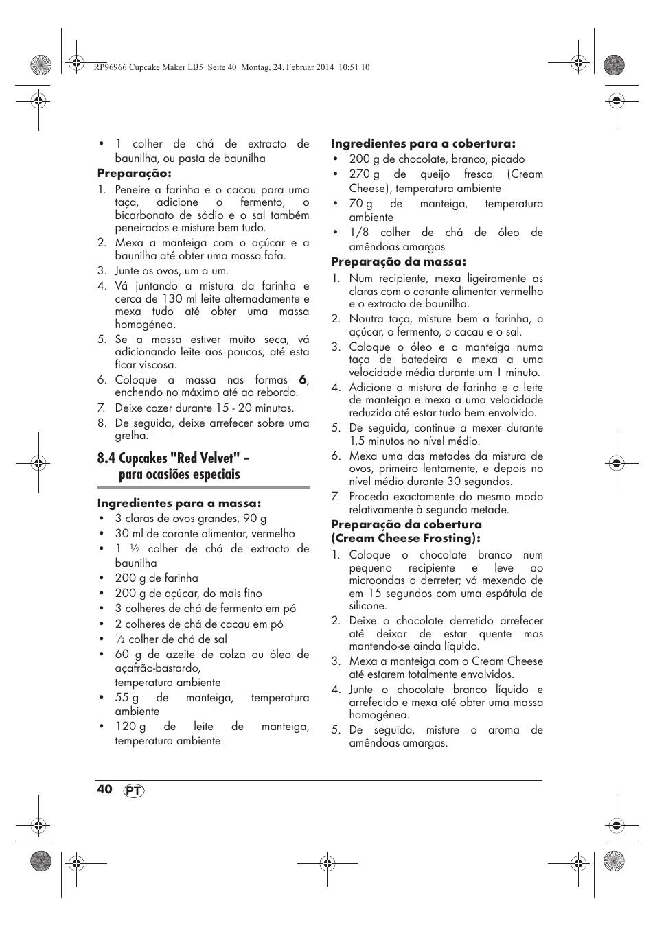 4 cupcakes "red velvet" – para ocasiões especiais | Silvercrest SCCM 800 A1 User Manual | Page 42 / 78