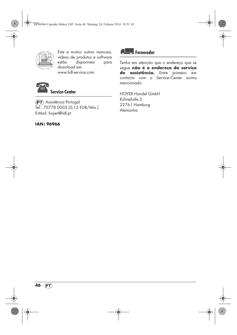 Service-center, Fornecedor | Silvercrest SCCM 800 A1 User Manual | Page 48 / 78