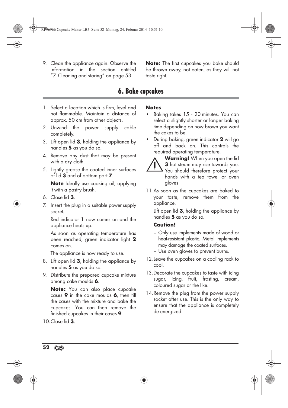 Bake cupcakes | Silvercrest SCCM 800 A1 User Manual | Page 54 / 78