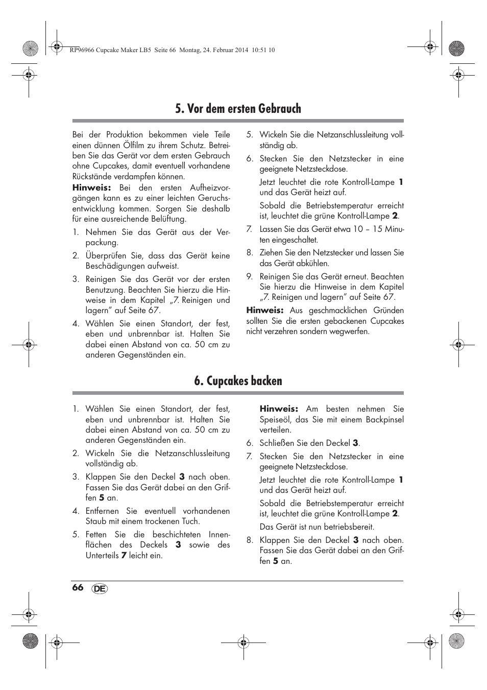 Vor dem ersten gebrauch, Cupcakes backen | Silvercrest SCCM 800 A1 User Manual | Page 68 / 78
