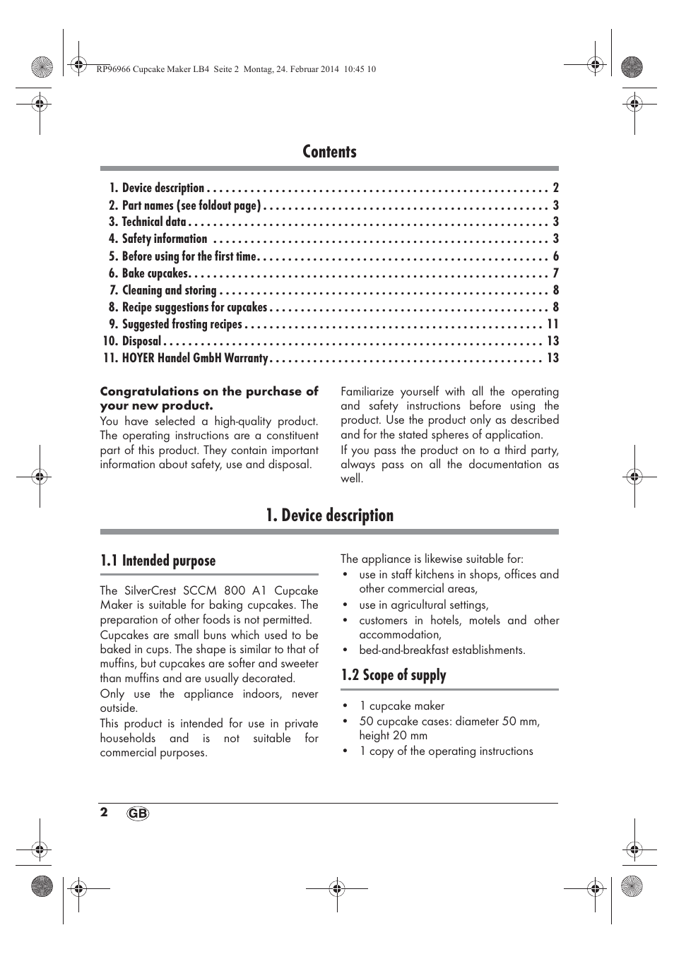 Silvercrest SCCM 800 A1 User Manual | Page 4 / 102