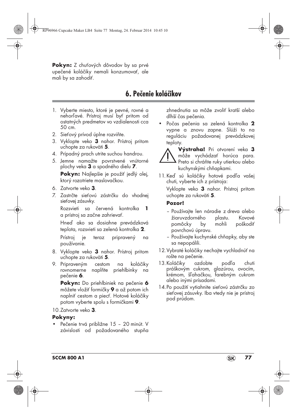 Pečenie koláčikov | Silvercrest SCCM 800 A1 User Manual | Page 79 / 102