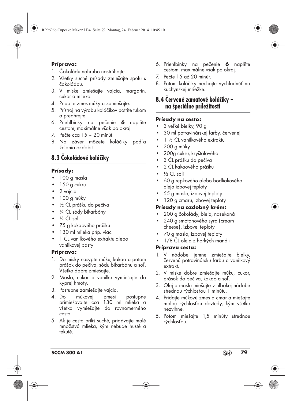 3 čokoládové koláčiky | Silvercrest SCCM 800 A1 User Manual | Page 81 / 102