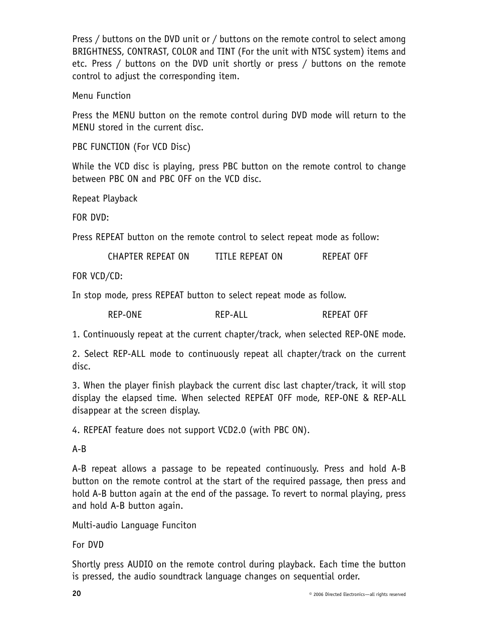 Directed Video DP1020 User Manual | Page 20 / 42