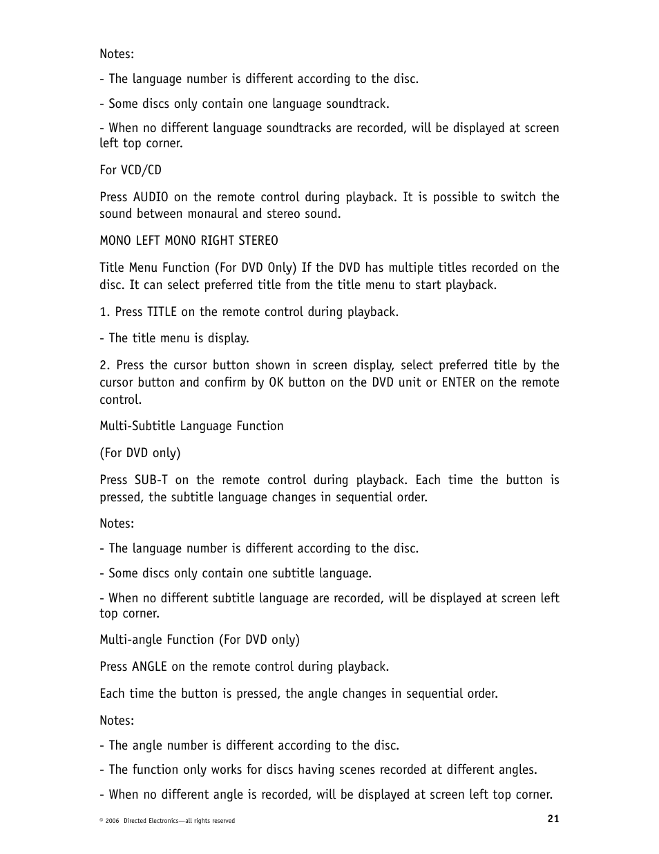 Directed Video DP1020 User Manual | Page 21 / 42