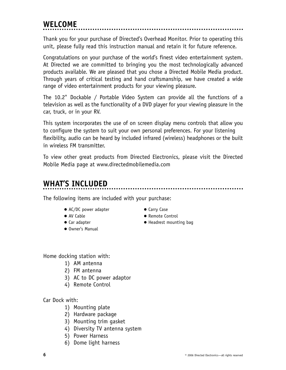 Welcome, What’s included | Directed Video DP1020 User Manual | Page 6 / 42