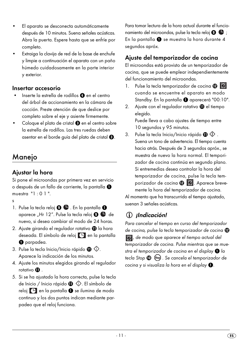 Manejo, Insertar accesorio, Ajustar la hora | Ajuste del temporizador de cocina, Indicación | Silvercrest SMW 800 B2 User Manual | Page 14 / 113