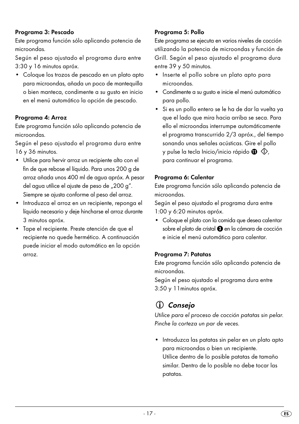 Consejo | Silvercrest SMW 800 B2 User Manual | Page 20 / 113