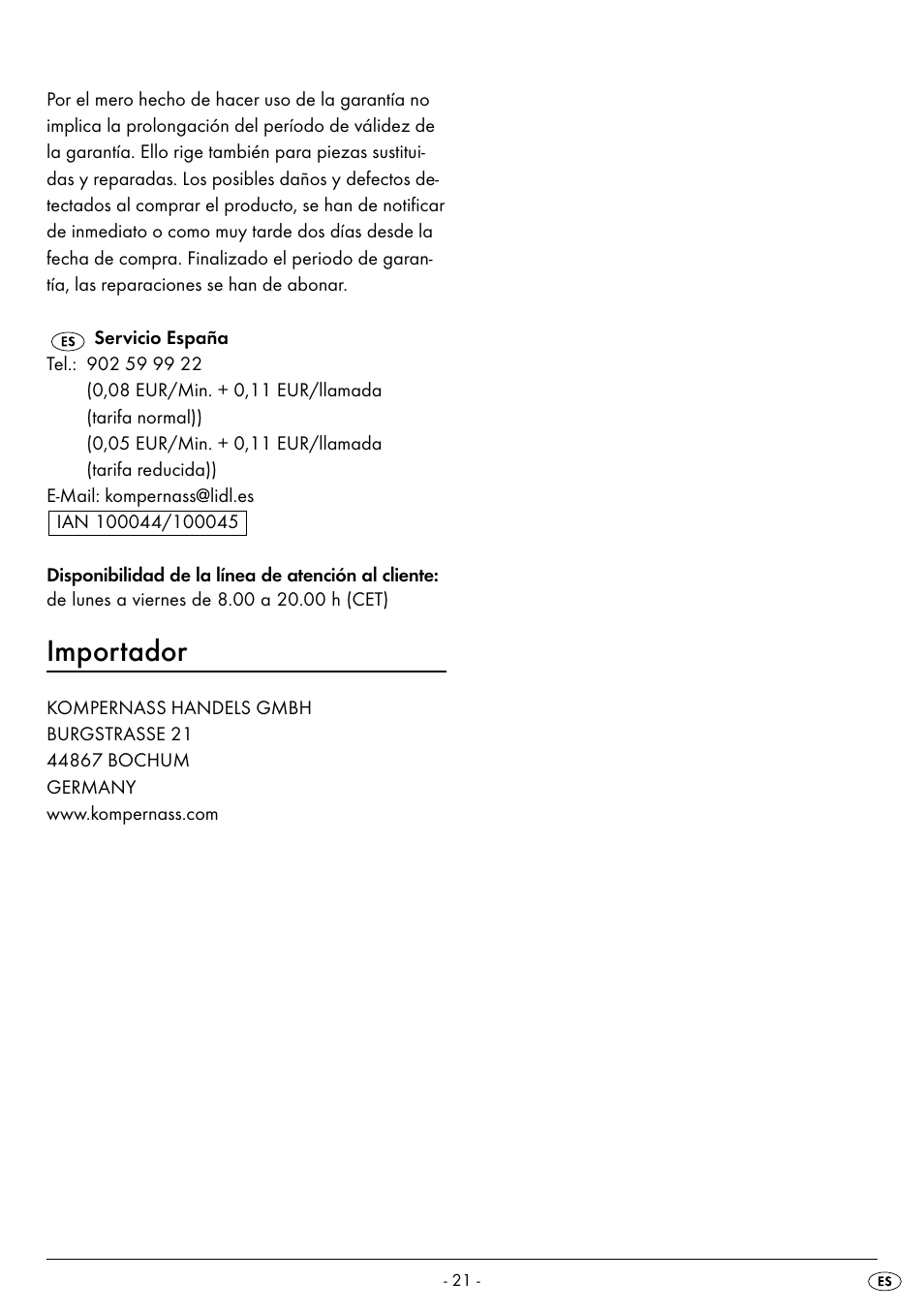 Importador | Silvercrest SMW 800 B2 User Manual | Page 24 / 113