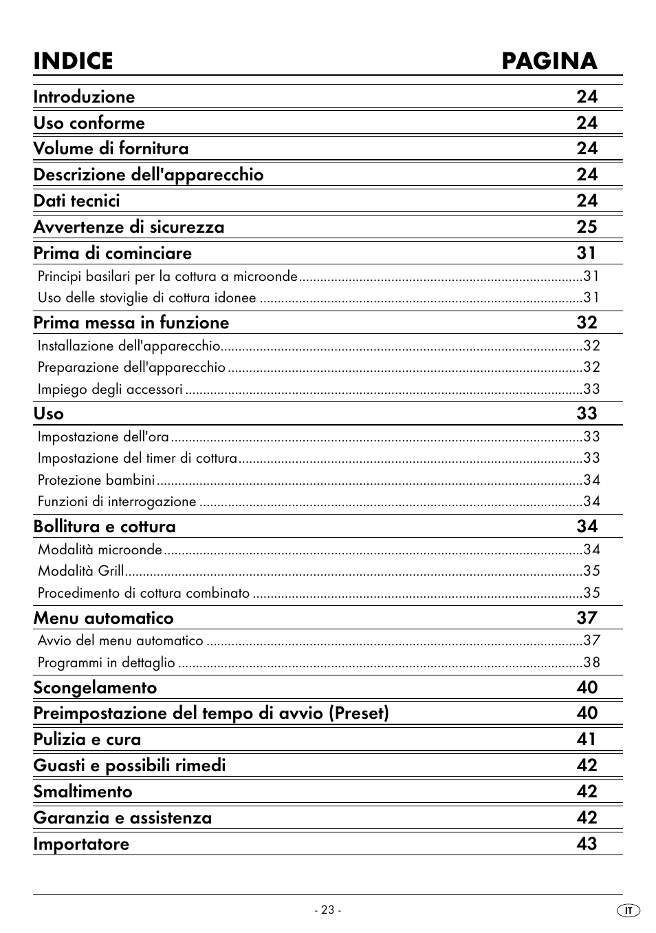 Indice pagina | Silvercrest SMW 800 B2 User Manual | Page 26 / 113