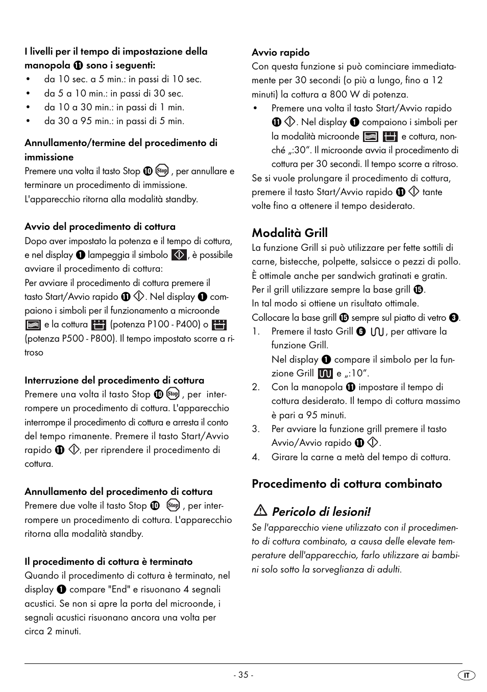 Modalità grill | Silvercrest SMW 800 B2 User Manual | Page 38 / 113