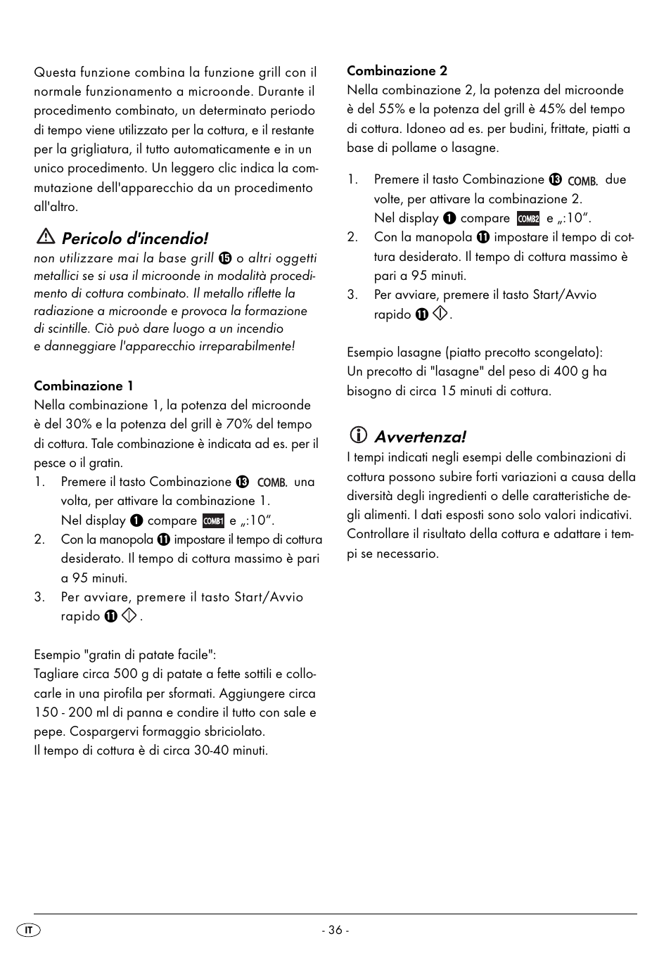 Pericolo d'incendio, Avvertenza | Silvercrest SMW 800 B2 User Manual | Page 39 / 113
