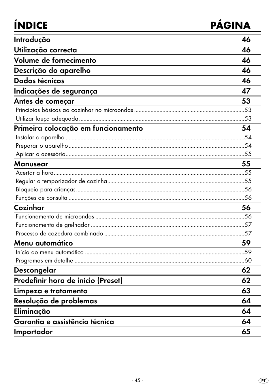 Índice página | Silvercrest SMW 800 B2 User Manual | Page 48 / 113