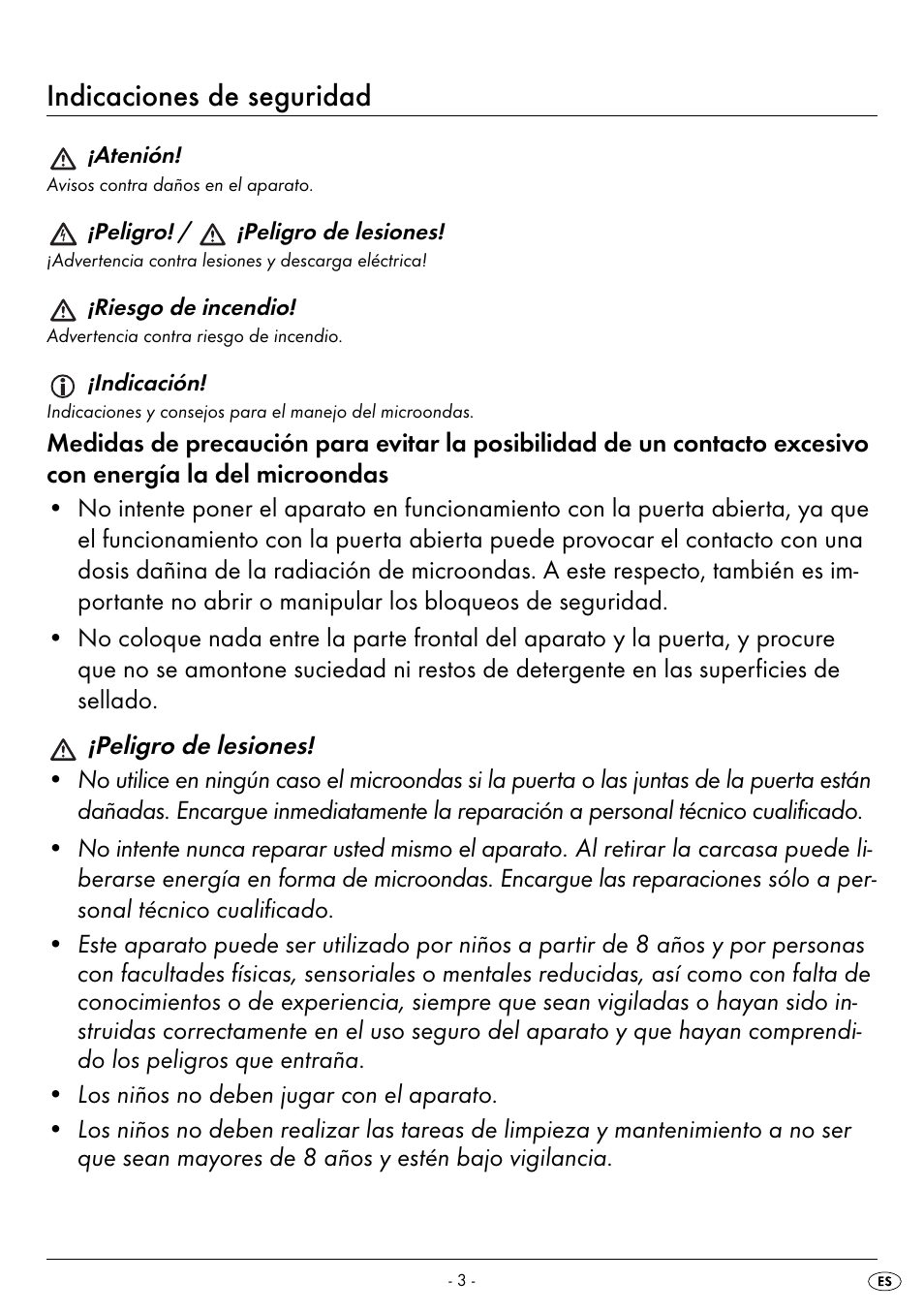 Indicaciones de seguridad | Silvercrest SMW 800 B2 User Manual | Page 6 / 113