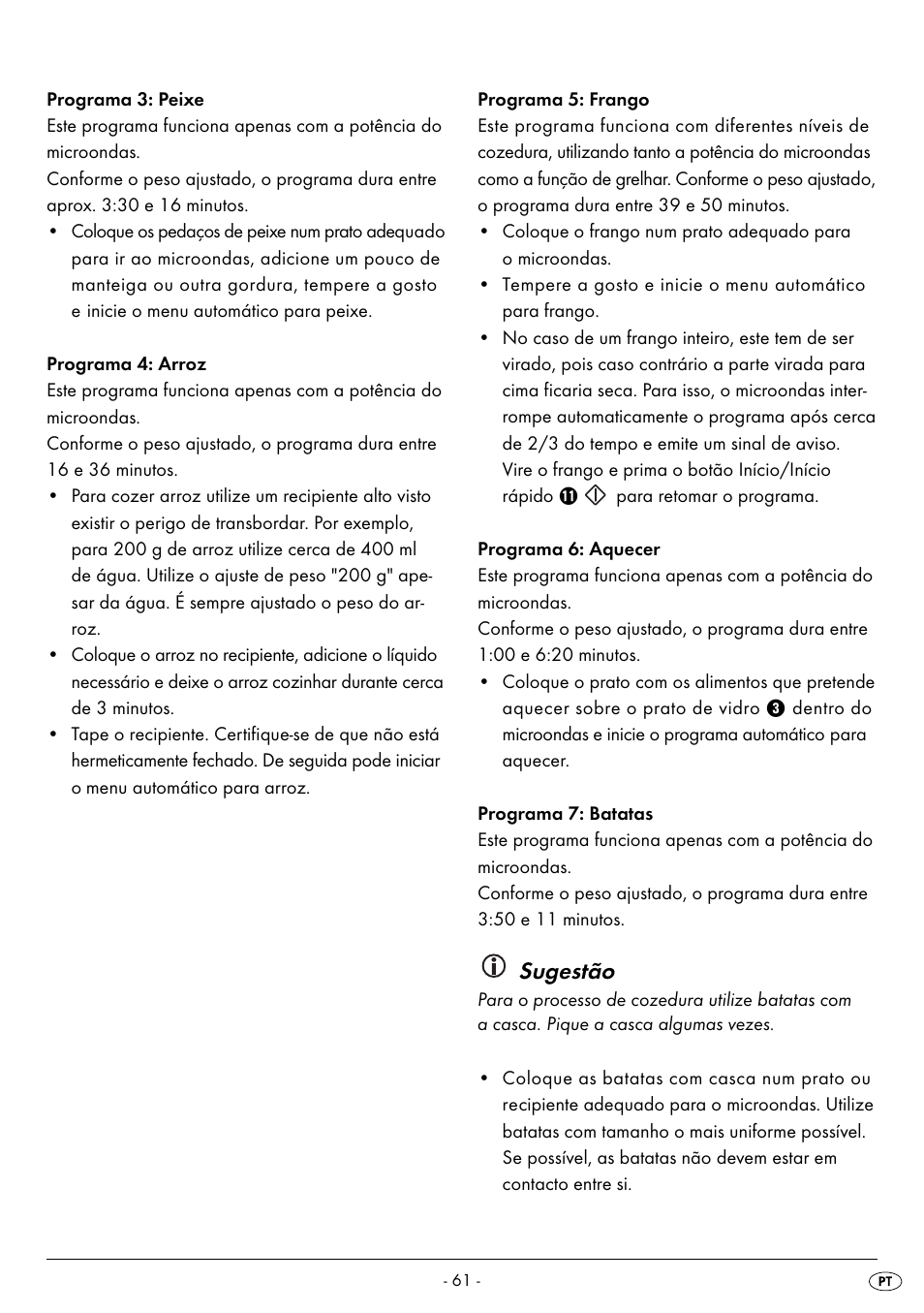 Sugestão | Silvercrest SMW 800 B2 User Manual | Page 64 / 113