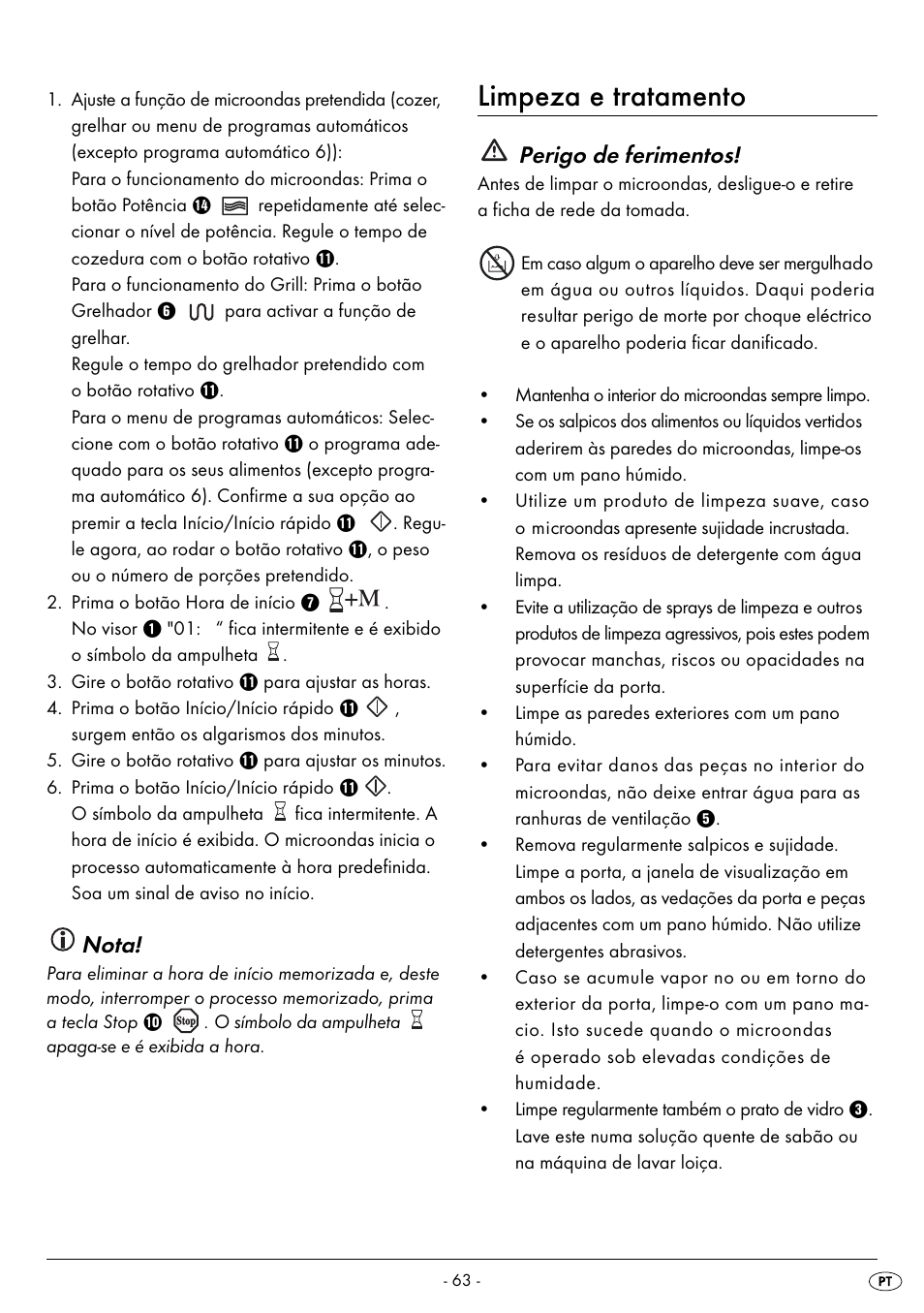 Limpeza e tratamento, Nota, Perigo de ferimentos | Silvercrest SMW 800 B2 User Manual | Page 66 / 113