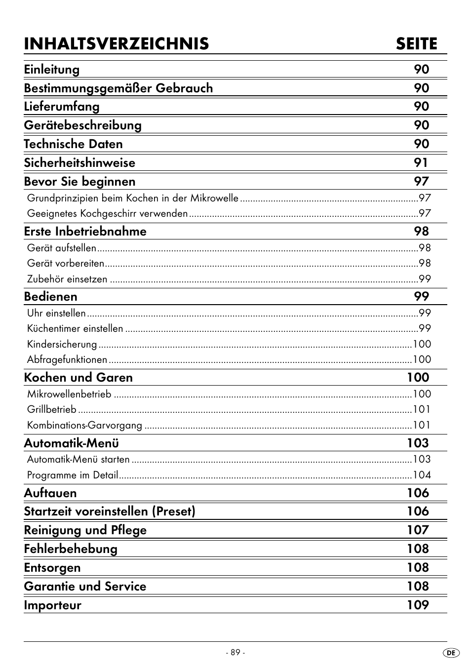 Inhaltsverzeichnis seite | Silvercrest SMW 800 B2 User Manual | Page 92 / 113