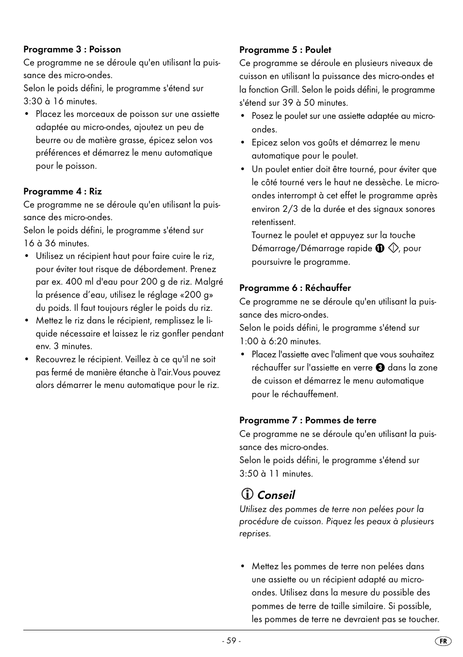 Conseil | Silvercrest SMW 800 B2 User Manual | Page 62 / 111