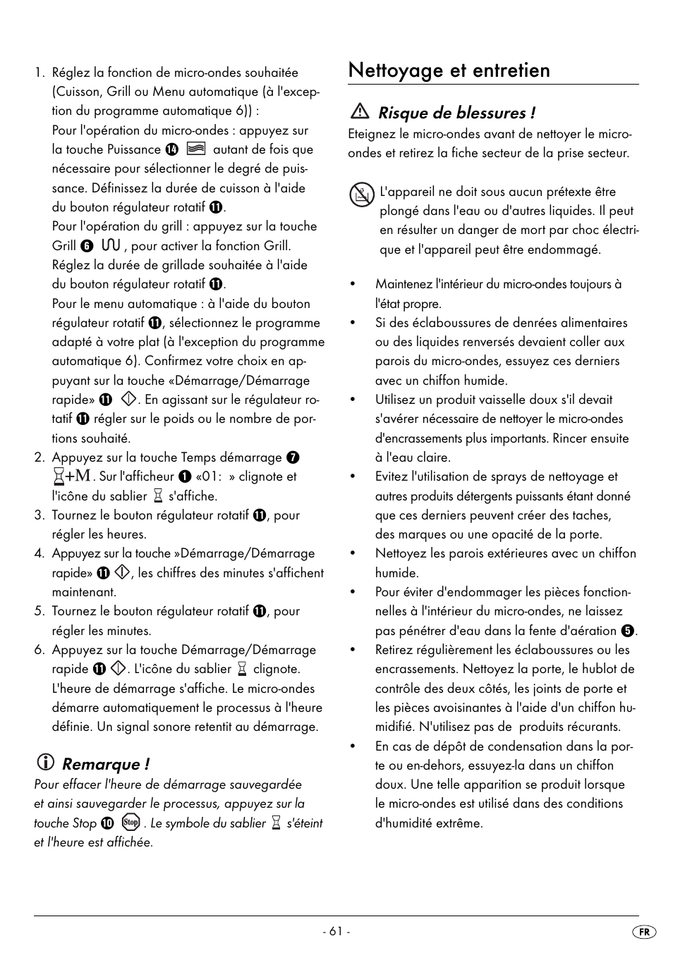 Nettoyage et entretien, Remarque, Risque de blessures | Silvercrest SMW 800 B2 User Manual | Page 64 / 111