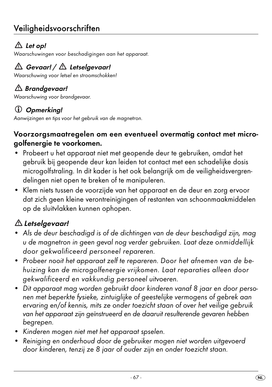 Veiligheidsvoorschriften | Silvercrest SMW 800 B2 User Manual | Page 70 / 111