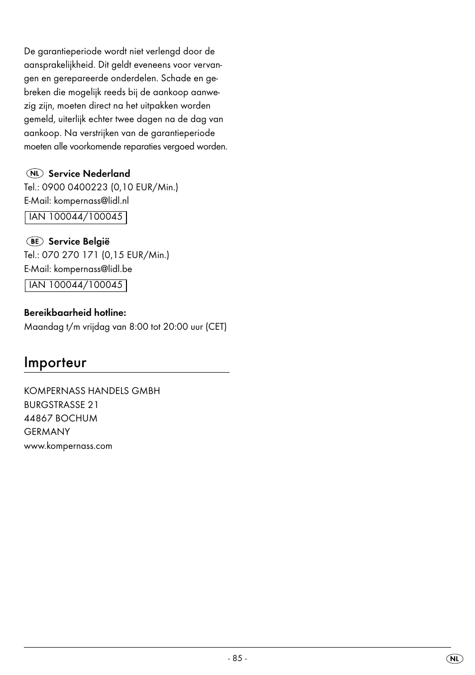 Importeur | Silvercrest SMW 800 B2 User Manual | Page 88 / 111