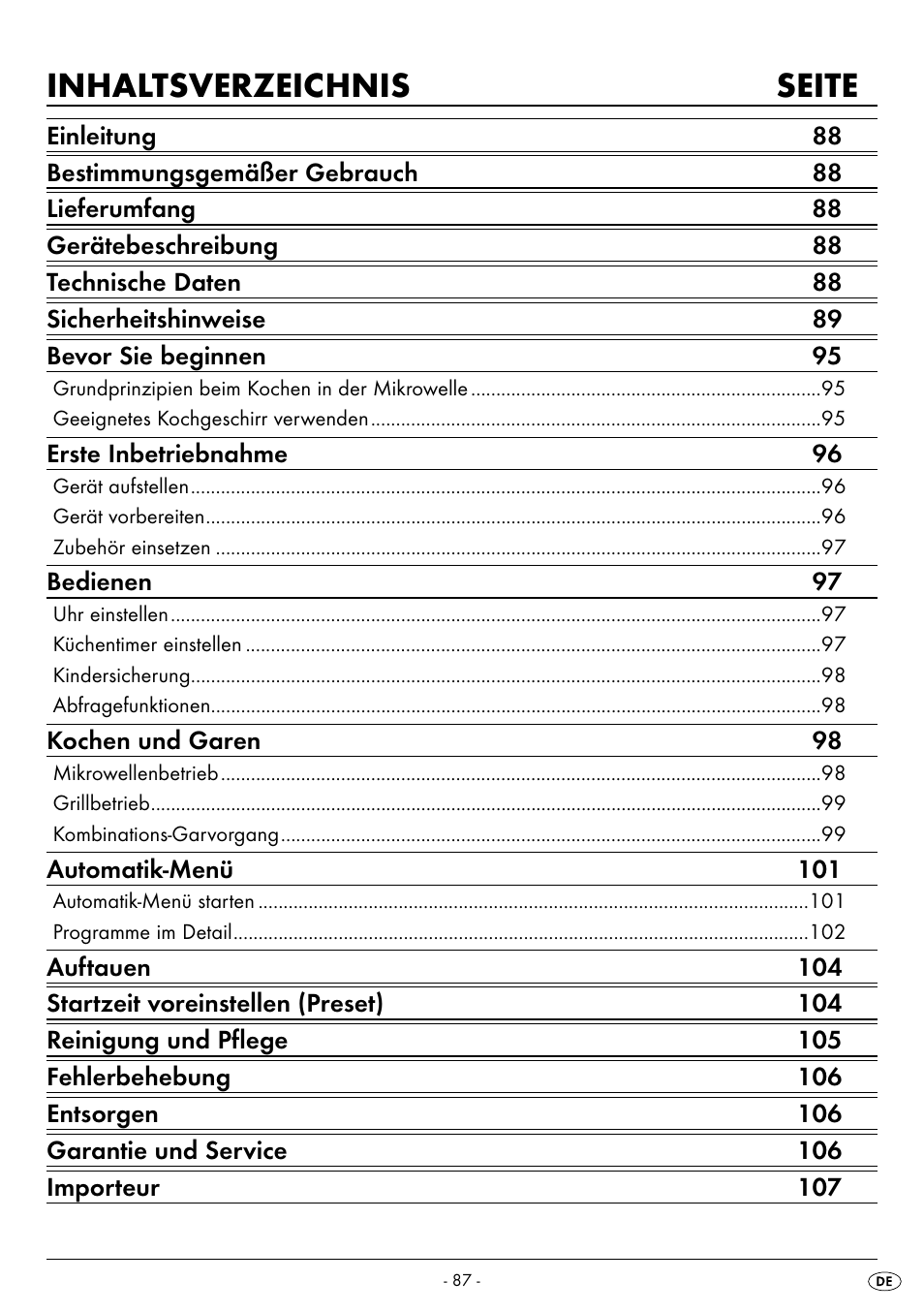 Inhaltsverzeichnis seite | Silvercrest SMW 800 B2 User Manual | Page 90 / 111