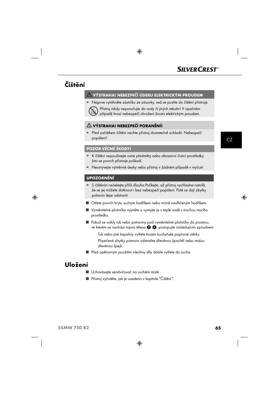 Čištění, Uložení | Silvercrest SSMW 750 B2 User Manual | Page 68 / 111