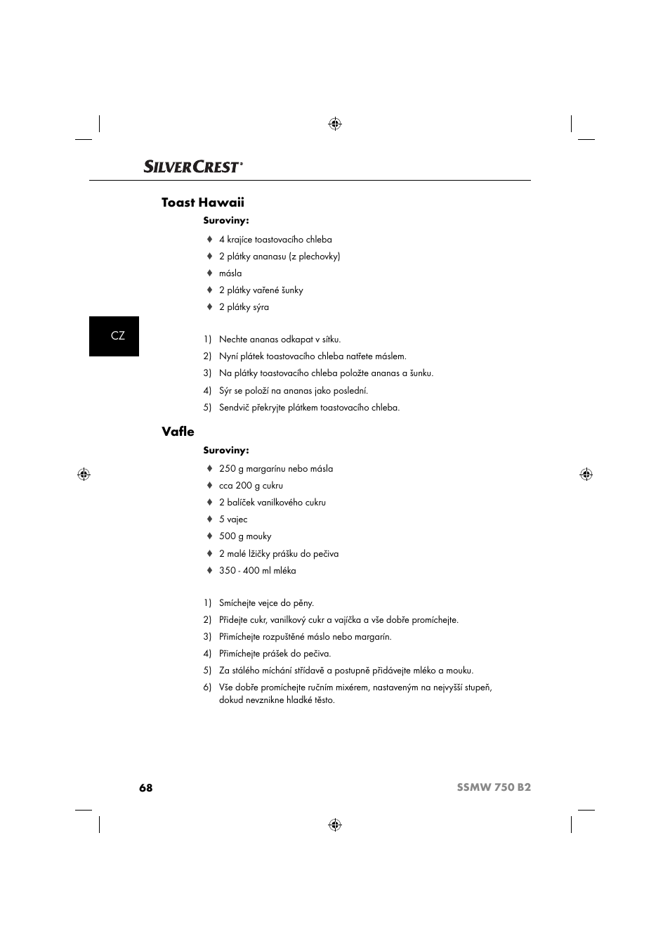 Toast hawaii, Vaﬂ e | Silvercrest SSMW 750 B2 User Manual | Page 71 / 111