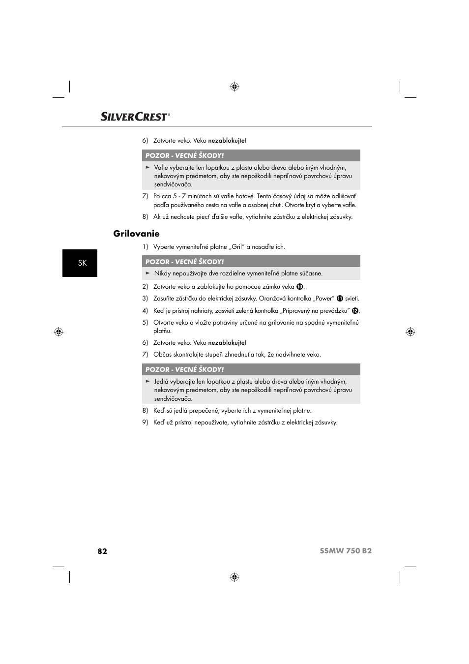 Grilovanie | Silvercrest SSMW 750 B2 User Manual | Page 85 / 111