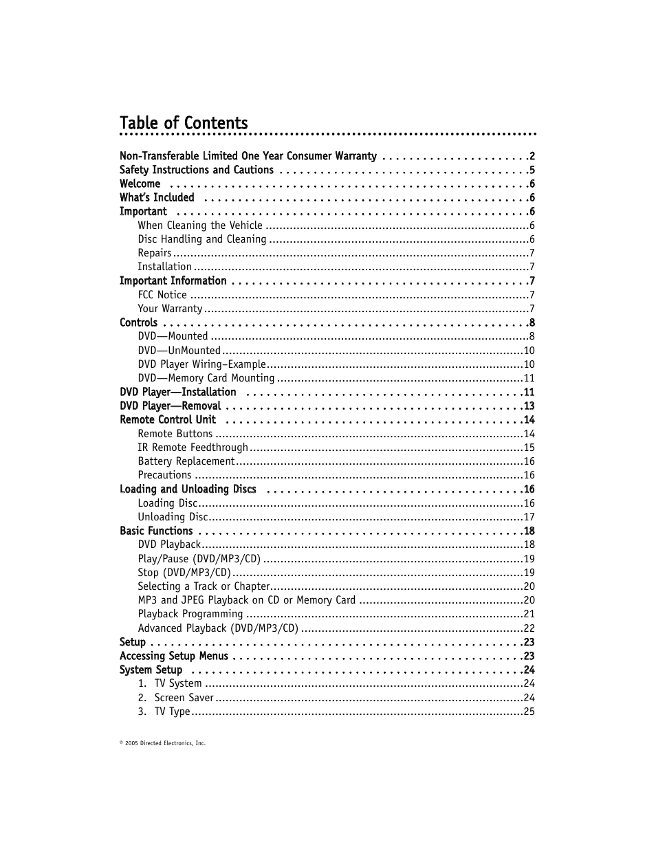 Ttaab bllee o off cco on ntteen nttss | Directed Video DV-POD User Manual | Page 3 / 32