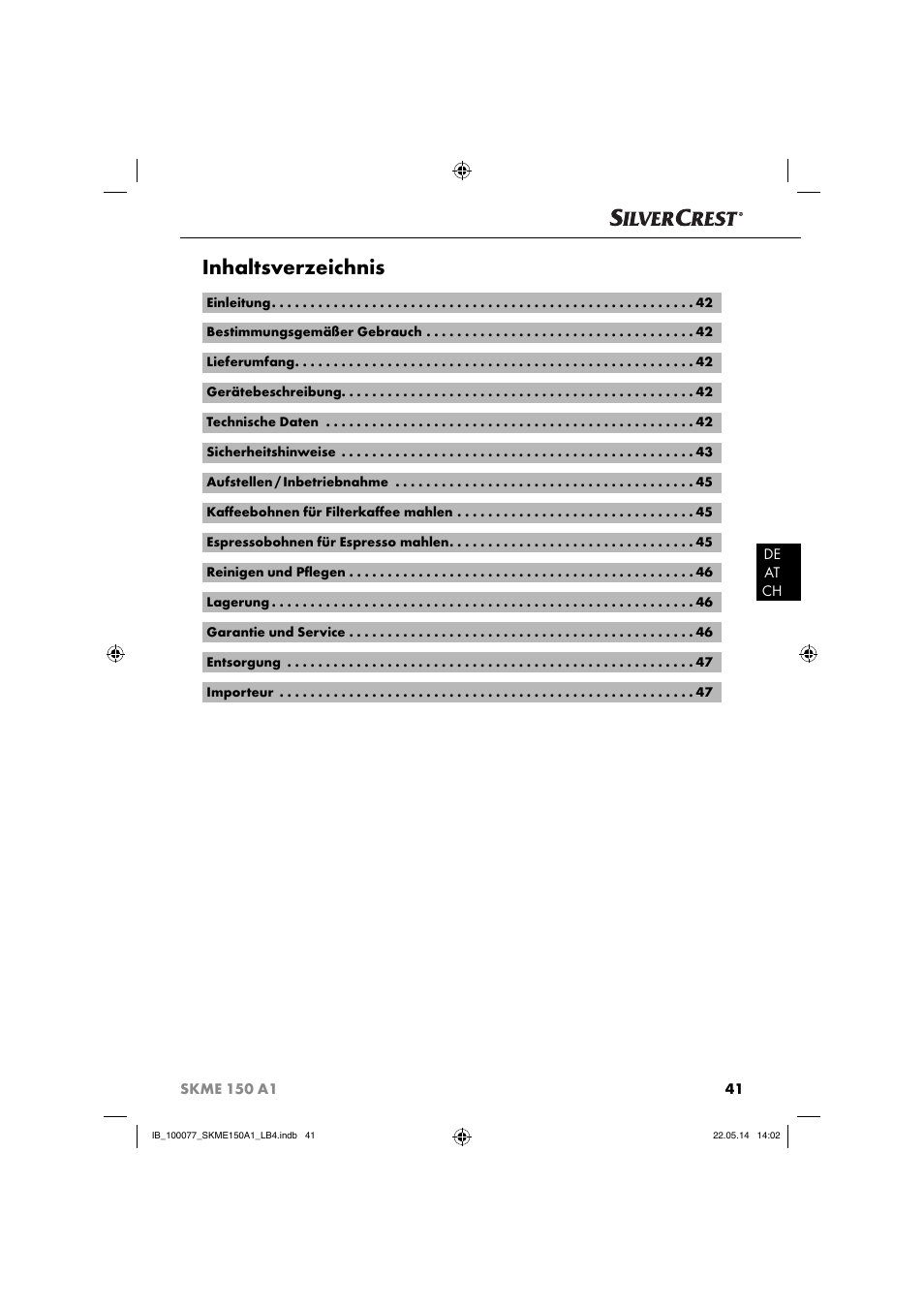 Silvercrest SKME 150 A1 User Manual | Page 44 / 51