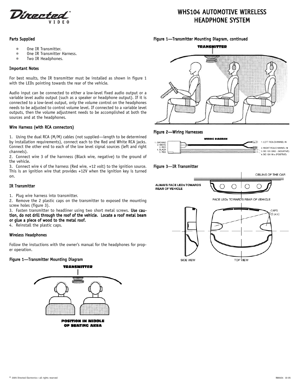 Directed Video WHS104 User Manual | 1 page