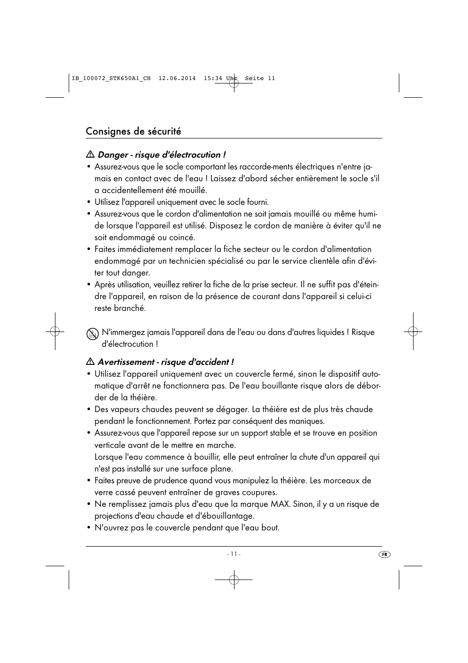 Consignes de sécurité | Silvercrest STK 650 A1 User Manual | Page 14 / 36