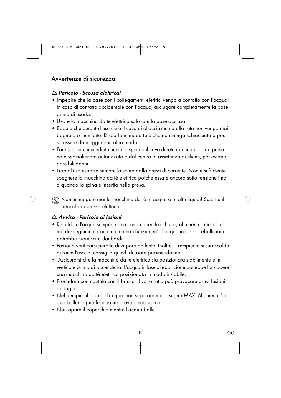 Avvertenze di sicurezza | Silvercrest STK 650 A1 User Manual | Page 22 / 36
