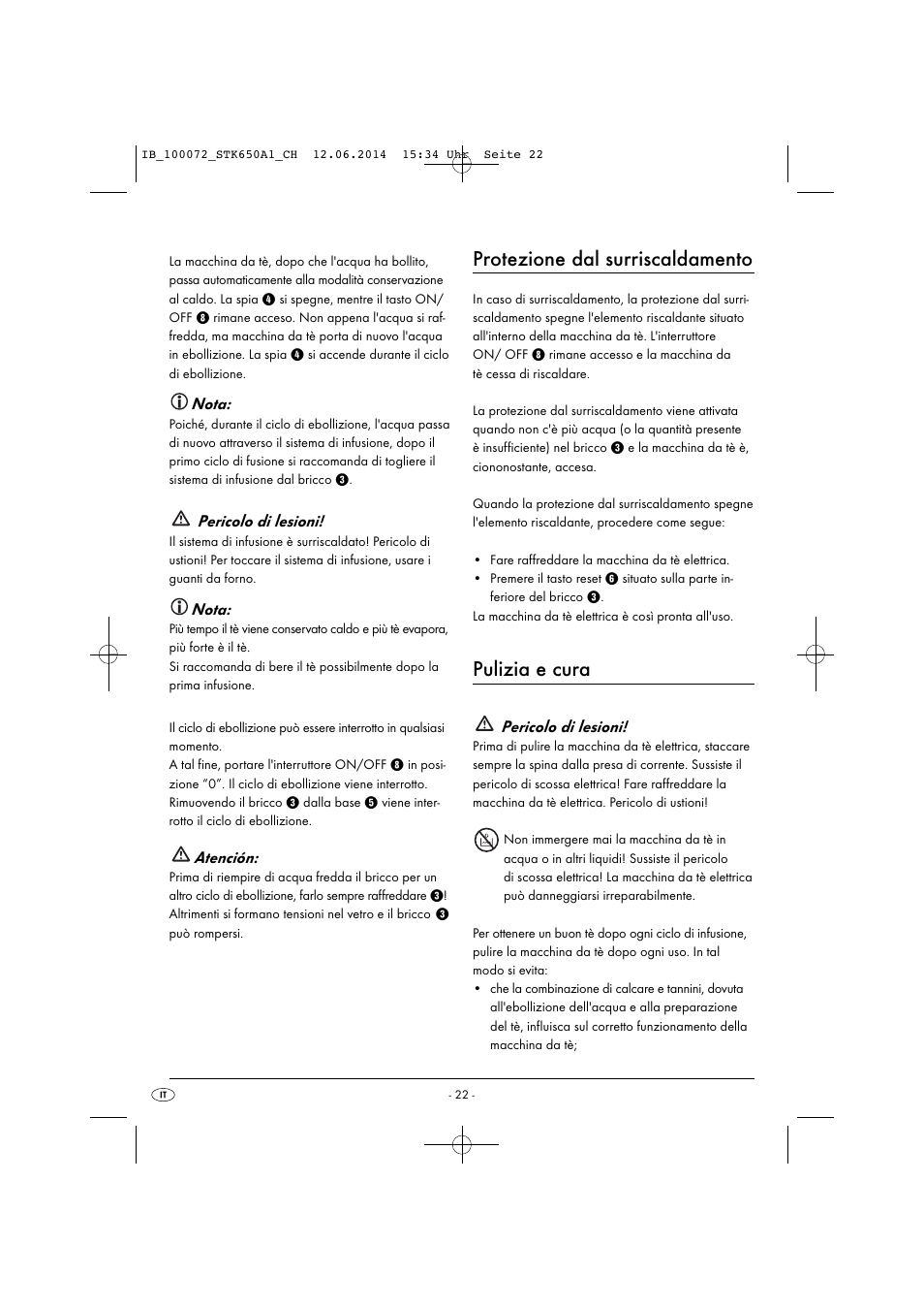 Protezione dal surriscaldamento, Pulizia e cura | Silvercrest STK 650 A1 User Manual | Page 25 / 36