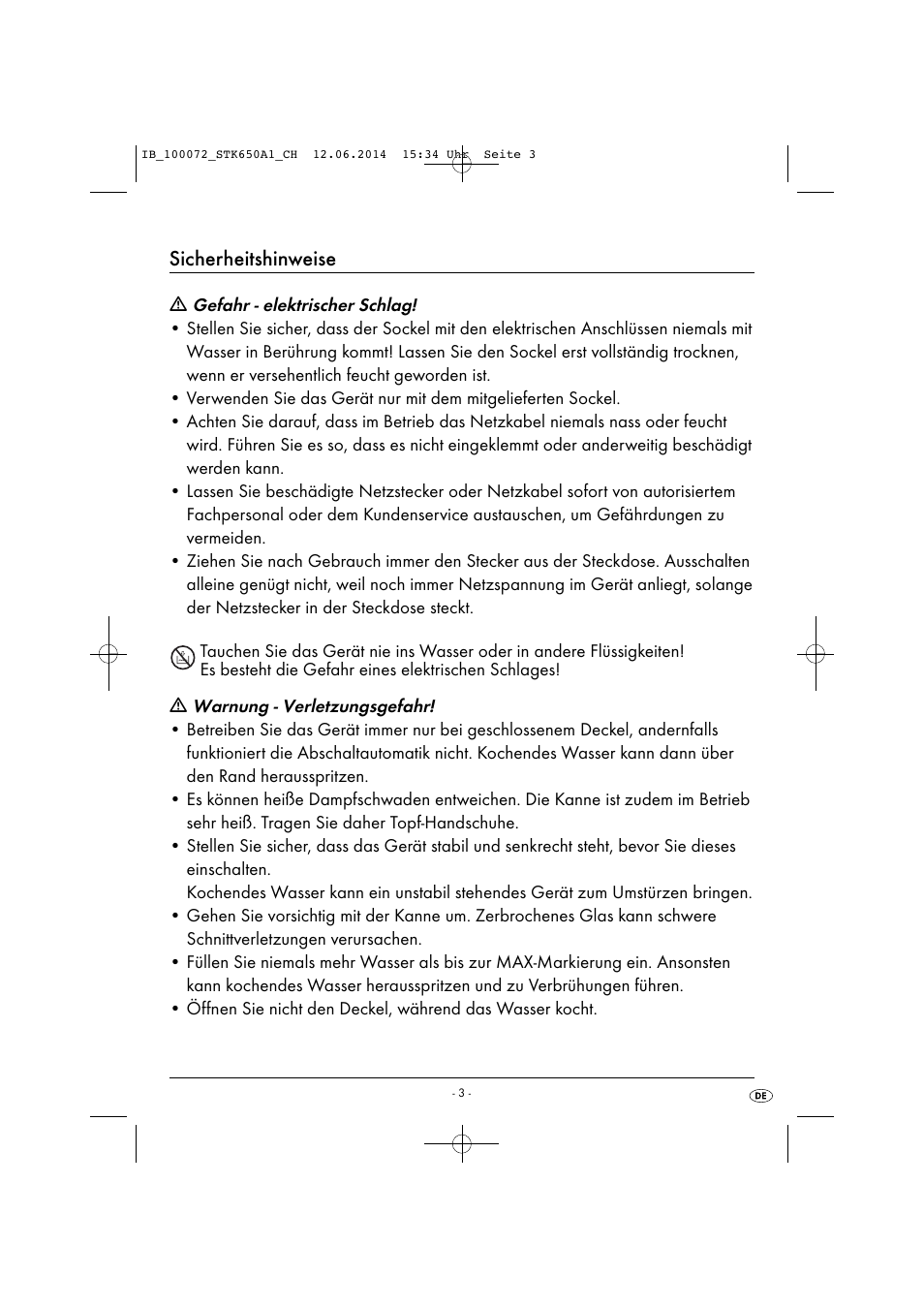 Sicherheitshinweise | Silvercrest STK 650 A1 User Manual | Page 6 / 36