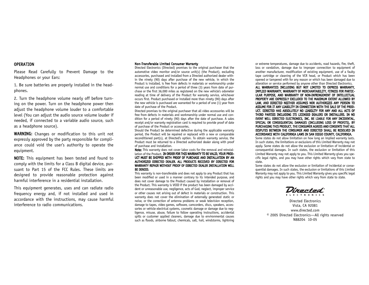 Directed Electronics HP104 User Manual | Page 2 / 2