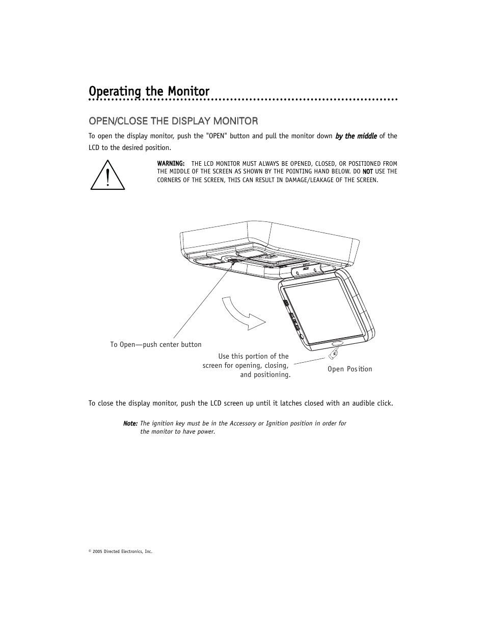 Oop peerraattiin ng g tth hee m mo on niitto orr | Directed Electronics OHV901 User Manual | Page 13 / 27