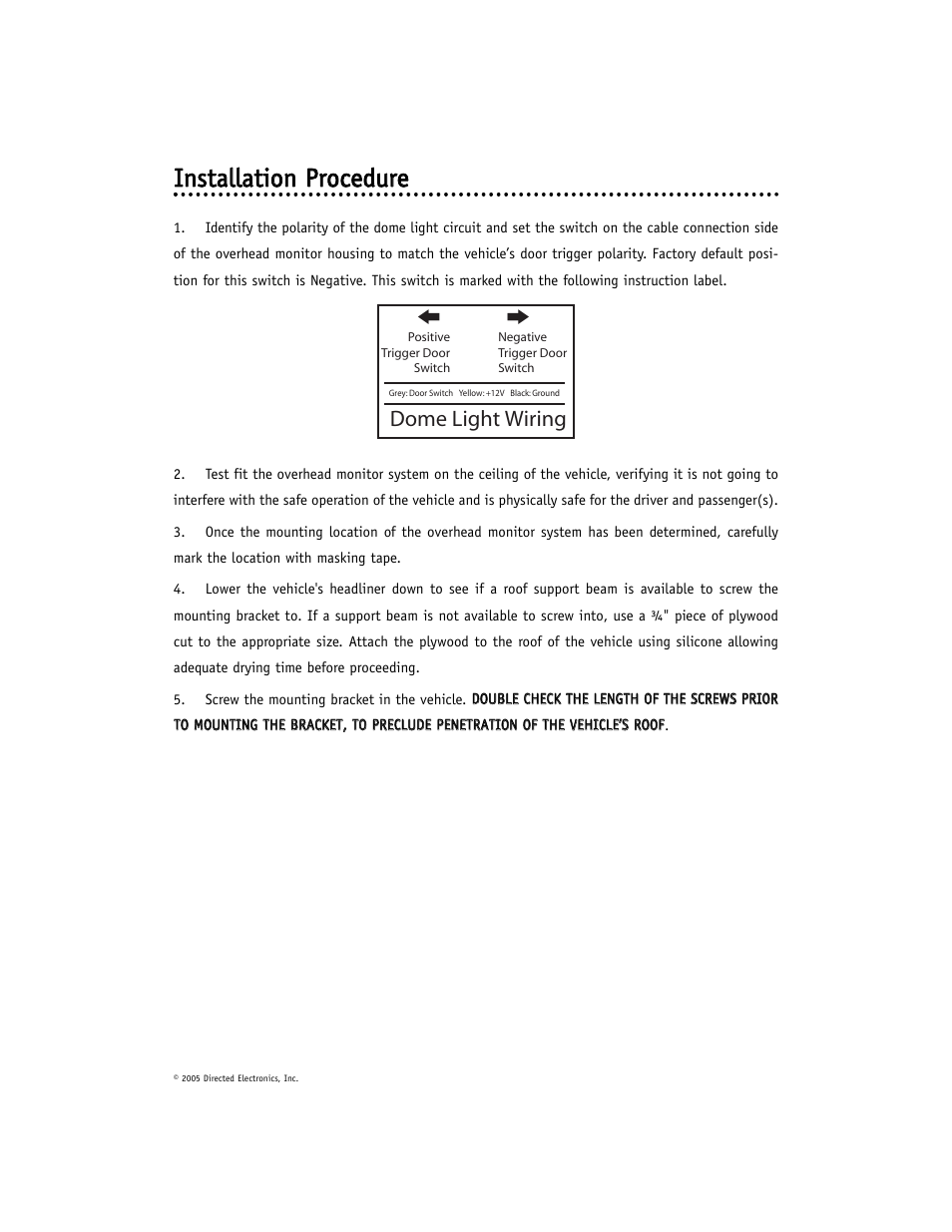 Dome light wiring | Directed Electronics OHV901 User Manual | Page 21 / 27