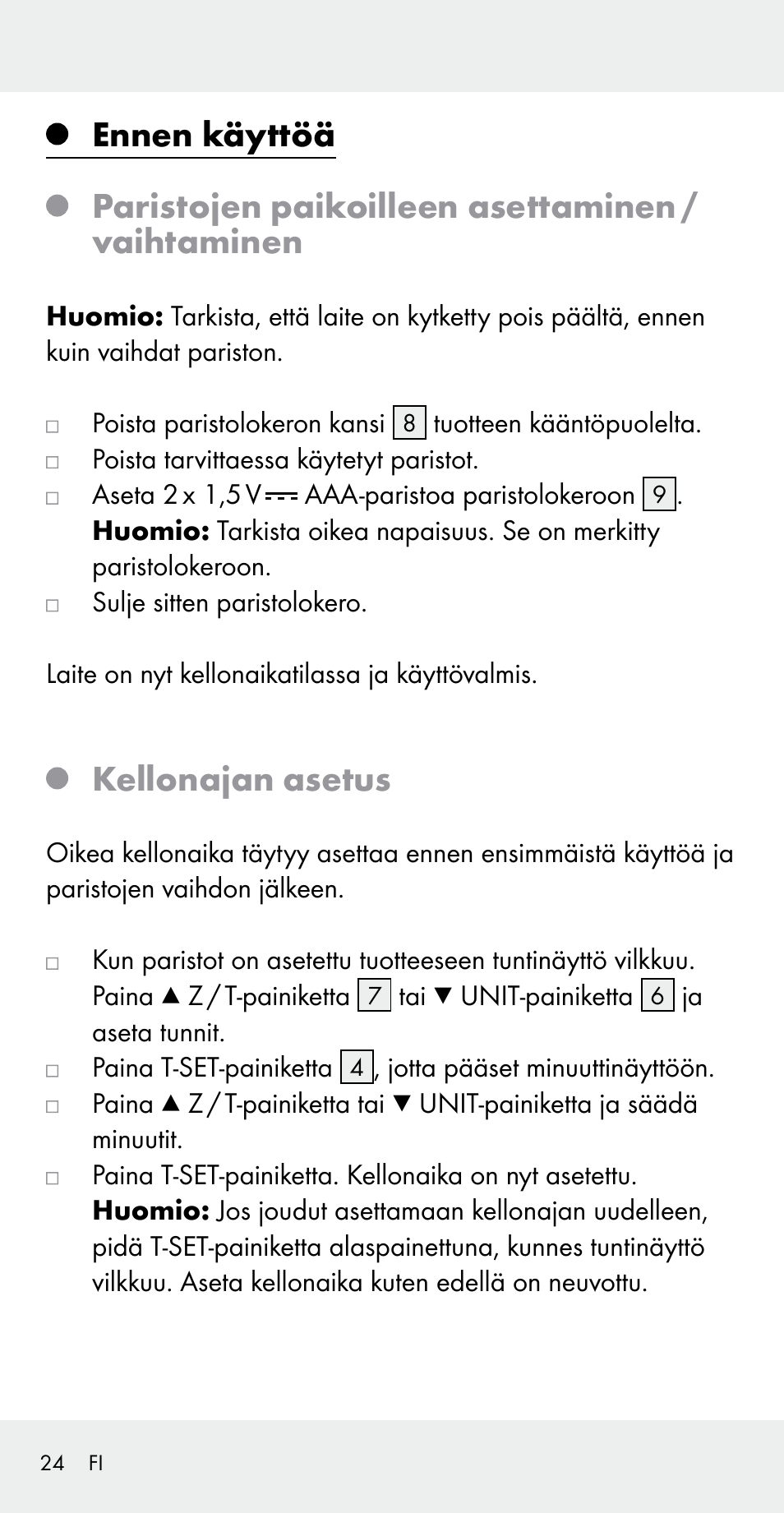 Kellonajan asetus | Silvercrest Z31183 User Manual | Page 24 / 103