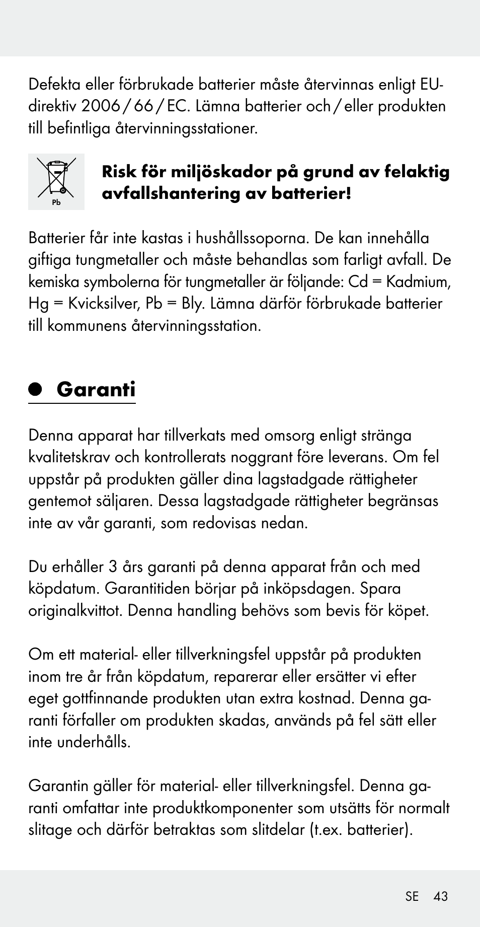 Garanti | Silvercrest Z31183 User Manual | Page 43 / 103