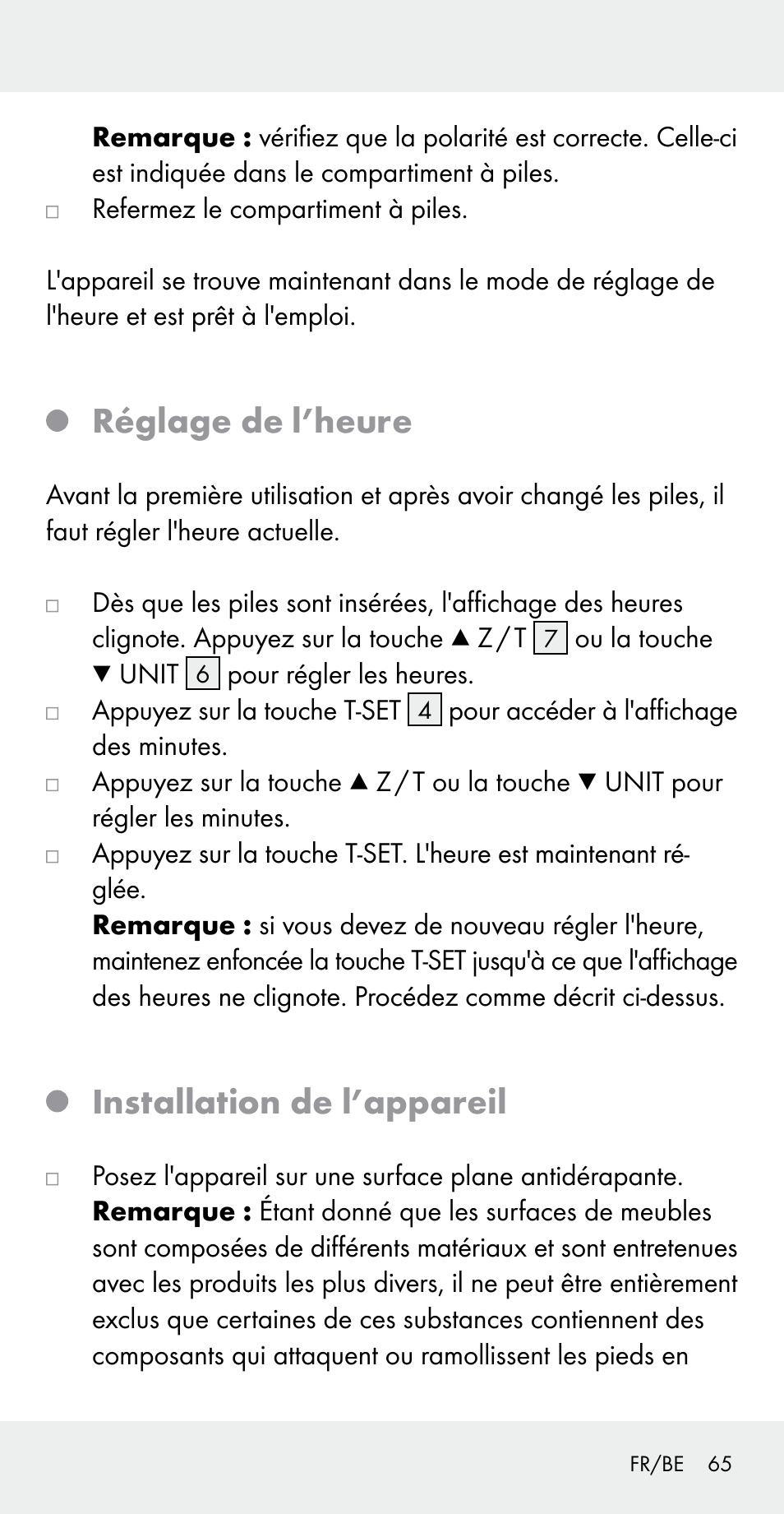 Réglage de l’heure, Installation de l’appareil | Silvercrest Z31183 User Manual | Page 65 / 103
