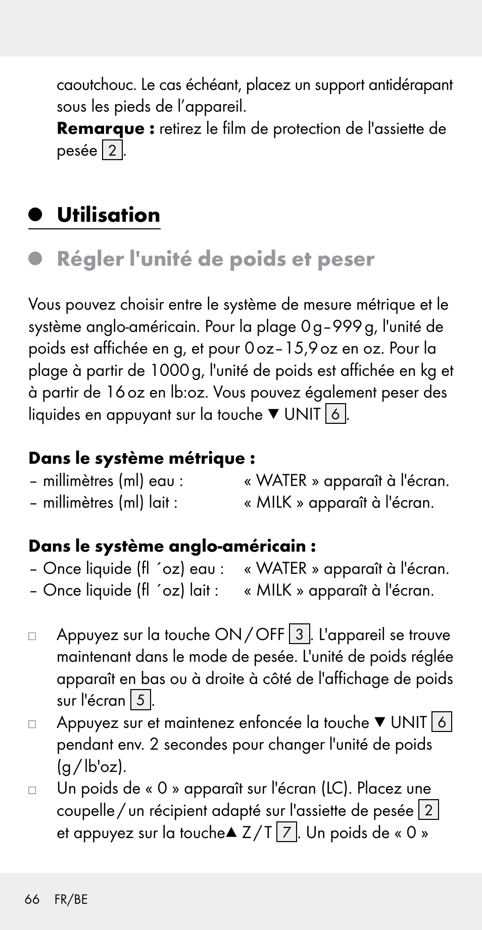Utilisation régler l'unité de poids et peser | Silvercrest Z31183 User Manual | Page 66 / 103