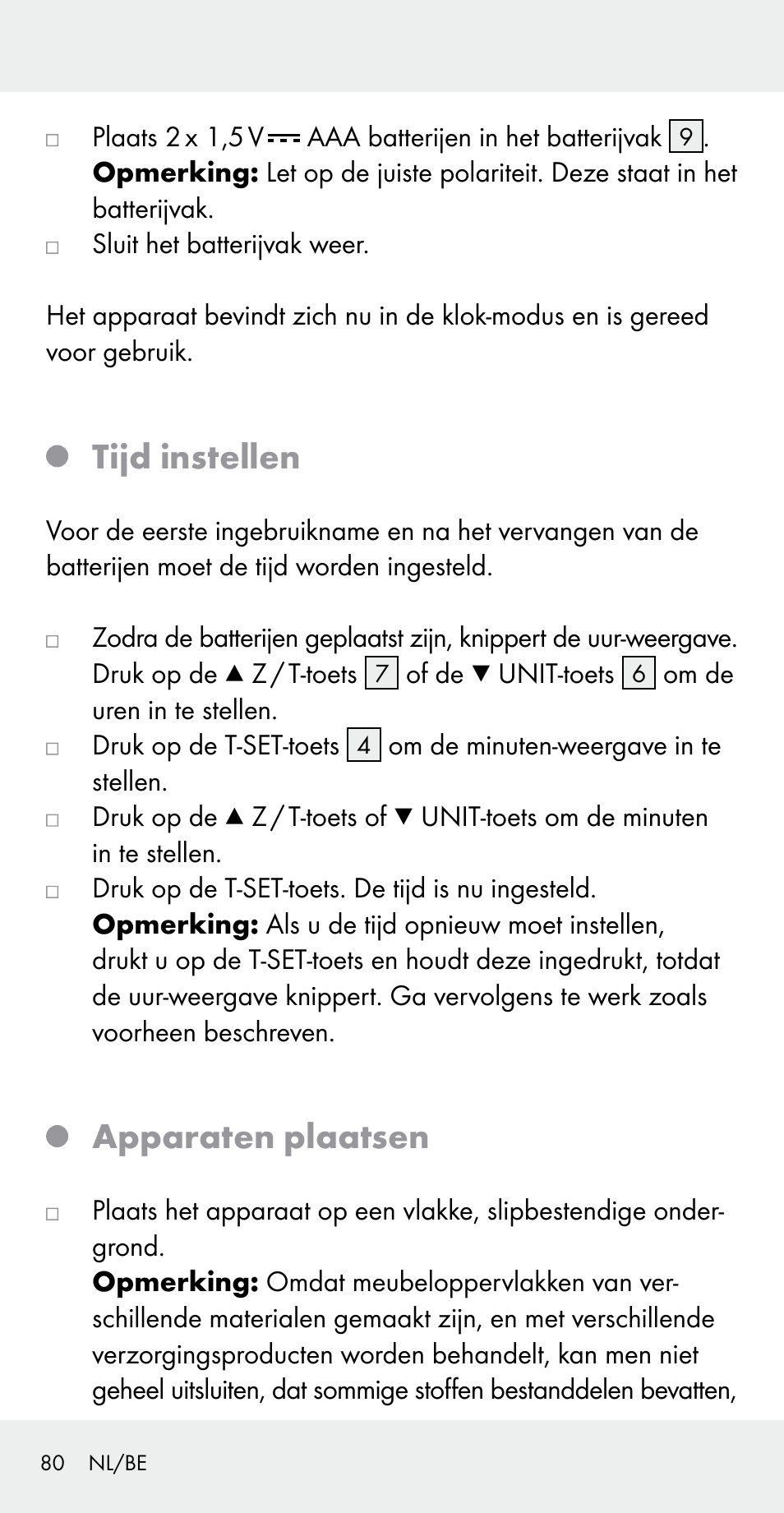 Tijd instellen, Apparaten plaatsen | Silvercrest Z31183 User Manual | Page 80 / 103