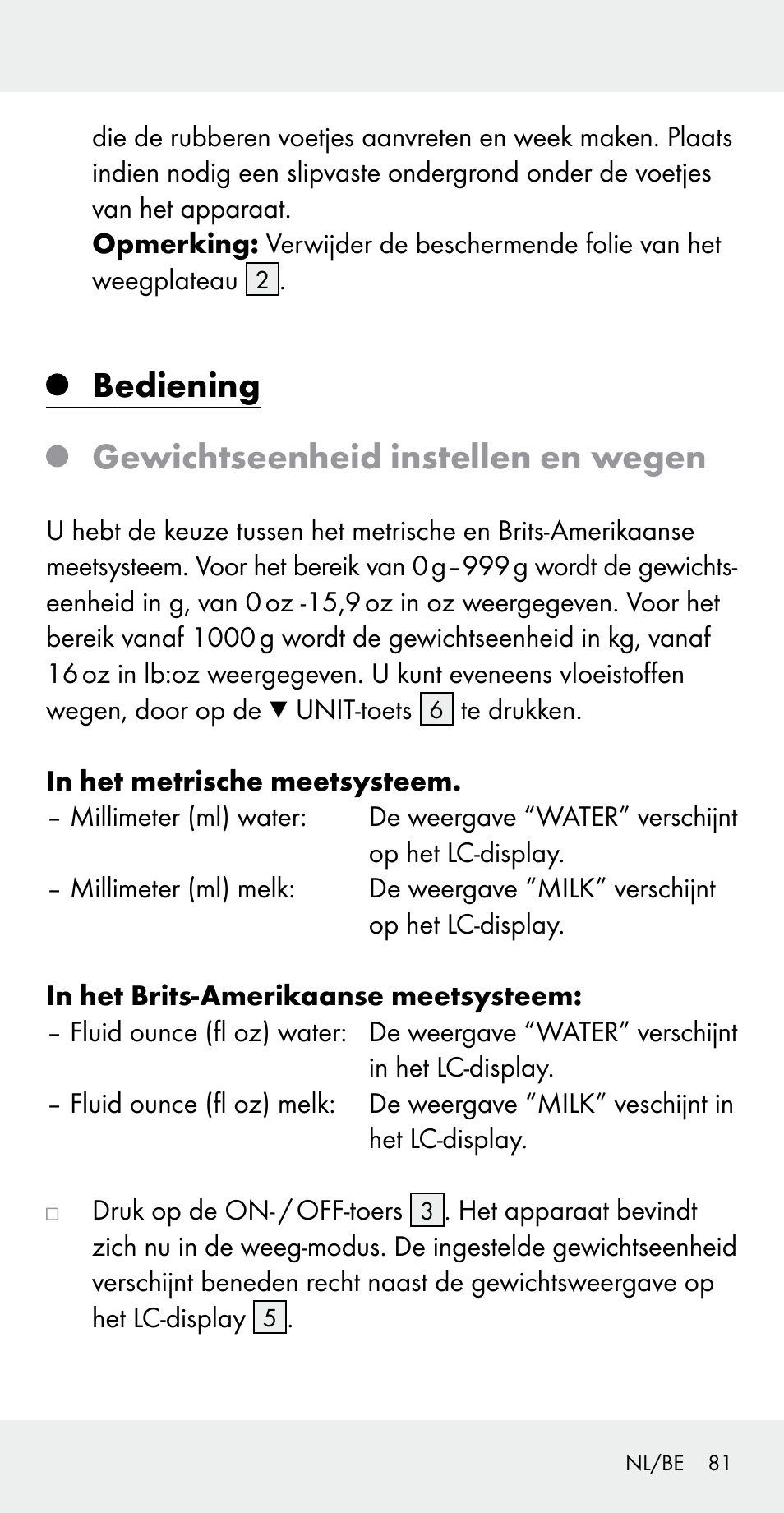 Bediening gewichtseenheid instellen en wegen | Silvercrest Z31183 User Manual | Page 81 / 103