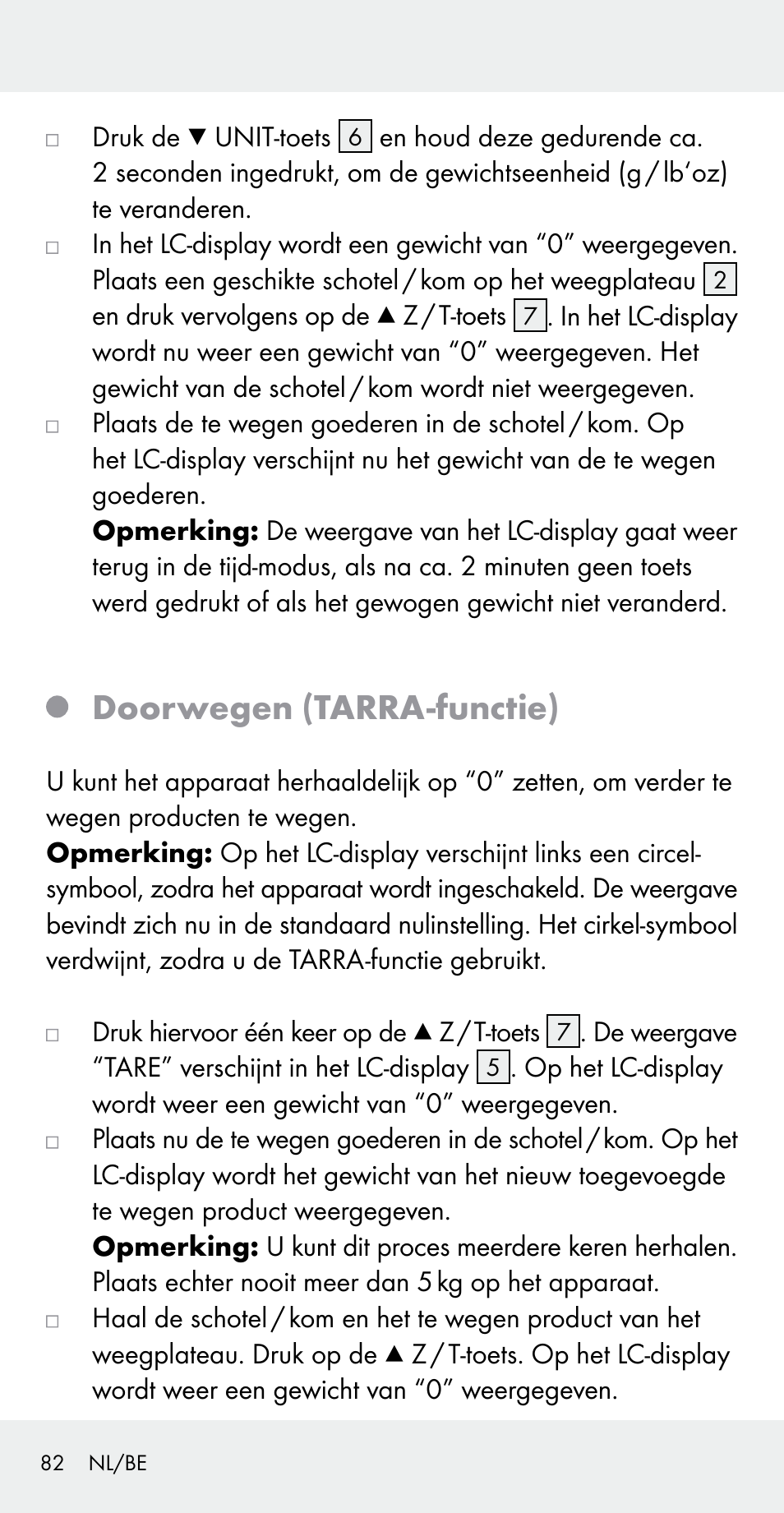Doorwegen (tarra-functie) | Silvercrest Z31183 User Manual | Page 82 / 103
