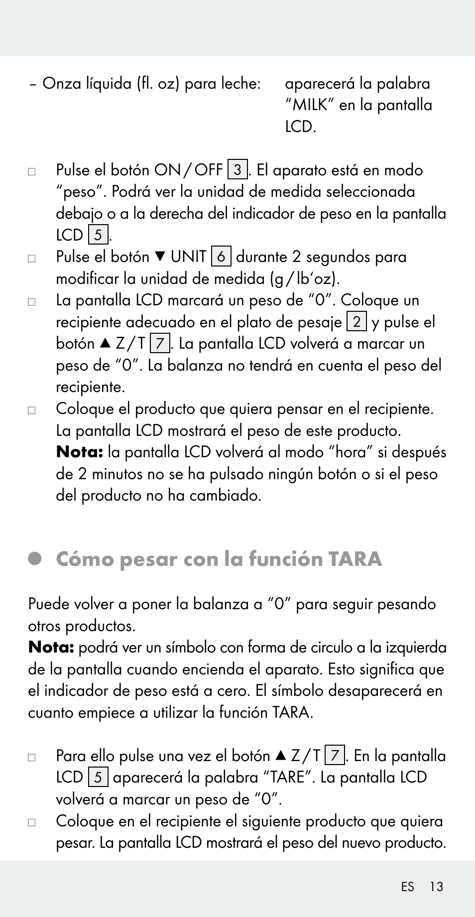 Cómo pesar con la función tara | Silvercrest Z31183 User Manual | Page 13 / 78