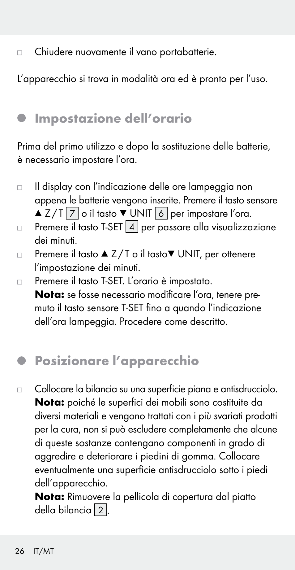 Impostazione dell’orario, Posizionare l’apparecchio | Silvercrest Z31183 User Manual | Page 26 / 78