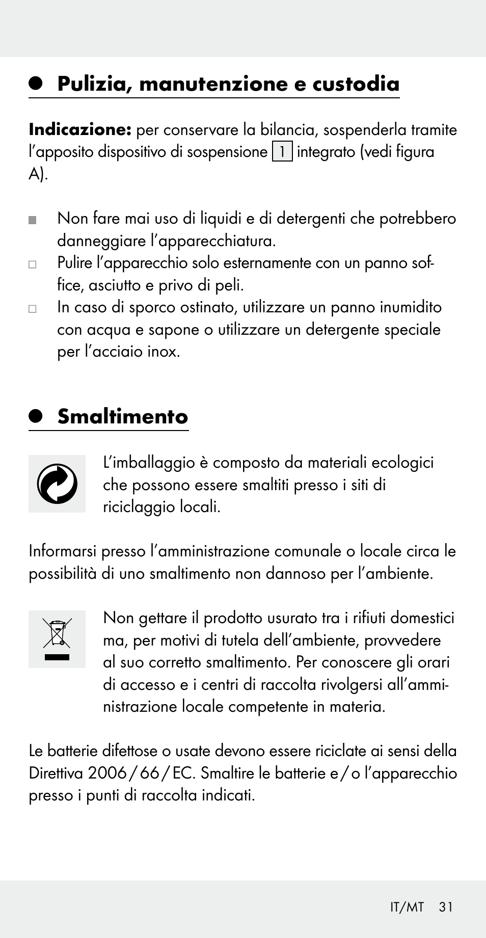 Pulizia, manutenzione e custodia, Smaltimento | Silvercrest Z31183 User Manual | Page 31 / 78