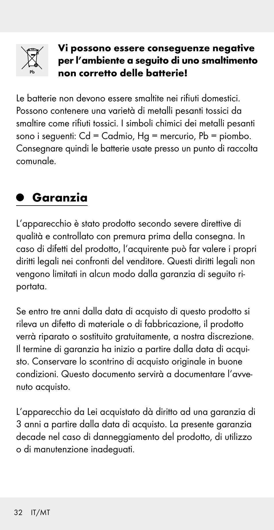 Garanzia | Silvercrest Z31183 User Manual | Page 32 / 78